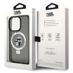 Karl Lagerfeld nakładka do iPhone 15 Pro 6,1" KLHMP15LHMRSKCK czarna hardcase Ring Stand Karl&Choupettte MagSafe