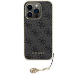 Guess nakładka do 15 Pro 6.1" GUHCP15LGF4GGR szara hardcase 4G Charms Collection
