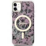 Guess nakładka do iPhone 11 / Xr 6.1" GUHMN61HCFWSP różowa hardcase Flower MagSafe