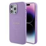 Guess nakładka do iPhone 15 Pro 6.1" GUHMP15LPSAHMCU fioletowa hardcase Saffiano MagSafe