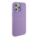 Guess nakładka do iPhone 15 Pro 6.1" GUHMP15LPSAHMCU fioletowa hardcase Saffiano MagSafe