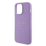Guess nakładka do iPhone 15 Pro 6.1" GUHMP15LPSAHMCU fioletowa hardcase Saffiano MagSafe