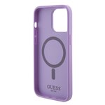 Guess nakładka do iPhone 15 Pro 6.1" GUHMP15LPSAHMCU fioletowa hardcase Saffiano MagSafe