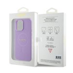 Guess nakładka do iPhone 15 Pro 6.1" GUHMP15LPSAHMCU fioletowa hardcase Saffiano MagSafe