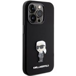 Karl Lagerfeld nakładka do iPhone 15 Pro Max 6,7" KLHCP15XSMHKNPK czarna HC SILICONE IKONIK METAL PIN