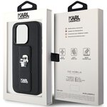 Karl Lagerfeld nakładka do iPhone 15 Pro 6,1" KLHCP15LGSAKCPK czarna HC GRIPSTAND SAFFIANO KC PINS