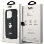 Karl Lagerfeld nakładka do iPhone 15 Pro Max 6,7" KLHCP15XGSACHPK czarna GRIPSTAND SAFFIANO CHOUPETTE PINS