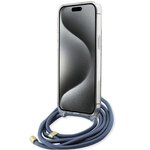Guess nakładka do iPhone 15 Pro 6,1" GUHCP15LHC4SEB HC CROSSBODY CORD 4G PRINT niebieska