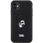 Karl Lagerfeld nakładka do iPhone 11 KLHCN61GSAKCPK czarna HC GRIPSTAND SAFFIANO KC PINS
