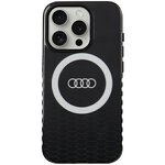 Audi nakładka do iPhone 15 Pro 6,1" czarna IML Big Logo MagSafe Case