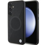 BMW nakładka do Samsung Galaxy S24+ czarna Signature Leather Half Textured & Circle MagSafe