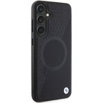 BMW nakładka do Samsung Galaxy S24+ czarna Signature Leather Half Textured & Circle MagSafe