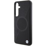BMW nakładka do Samsung Galaxy S24+ czarna Signature Leather Half Textured & Circle MagSafe