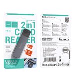HOCO czytnik kart pamici 2w1 USB A 3.0 HB45 szary
