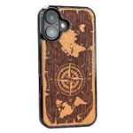 Bewood nakładka do iPhone 16 6,1" Róża Wiatrów Merbau