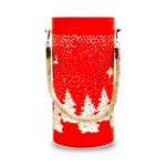 Lampion świąteczny szklany FCL-10 czerwono-złoty L Forever Light