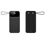 Maxlife power bank z wbudowanymi kablami MXPB-06 PD QC 22,5W 10000 mAh czarny