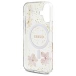 Guess Nakładka HC MagSafe Resin Flowers and Glitter do iPhone 16 Różowa