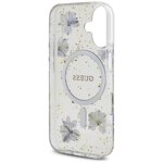 Guess Nakładka HC MagSafe Resin Flowers and Glitter do iPhone 16 Fioletowa