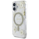 Guess Nakładka HC MagSafe Resin Flowers and Glitter do iPhone 16 Beżowa