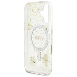 Guess Nakładka HC MagSafe Resin Flowers and Glitter do iPhone 16 Beżowa