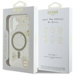 Guess Nakładka HC MagSafe Resin Flowers and Glitter do iPhone 16 Beżowa