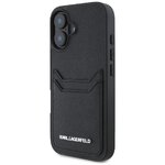 Karl Lagerfeld Nakładka HC Grained PU CardSlot Metal Elong do iPhone 16 Czarna