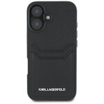 Karl Lagerfeld Nakładka HC Grained PU CardSlot Metal Elong do iPhone 16 Czarna