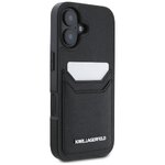 Karl Lagerfeld Nakładka HC Grained PU CardSlot Metal Elong do iPhone 16 Czarna