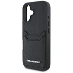 Karl Lagerfeld Nakładka HC Grained PU CardSlot Metal Elong do iPhone 16 Czarna