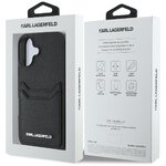 Karl Lagerfeld Nakładka HC Grained PU CardSlot Metal Elong do iPhone 16 Czarna
