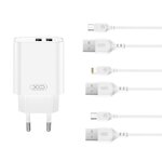 XO ładowarka sieciowa CE34 2x USB 2,4A biała + kabel microUSB