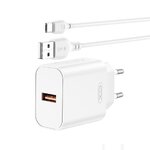 XO ładowarka sieciowa CE33 QC 18W 1x USB biała + kabel USB-C
