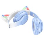 HOCO suchawki bezprzewodowe bluetooth nagowne W42 Kocie Uszy krystaliszny niebieski
