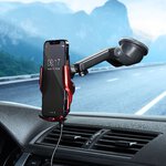 FORCELL uchwyt z ładowaniem indukcyjnym automatyczny + adapt. magnetyczne  HS1 Qi 15W czerwony