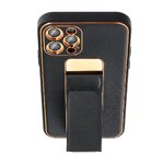 Futera LEATHER Case Kickstand do IPHONE 15 PLUS czarny