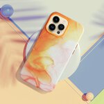 Leather Mag Cover kompatybilne z MagSafe do IPHONE 12 PRO orange splash