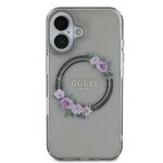 GUESS futerał do IPHONE 16 kompatybilny z MagSafe GUHMP16SHFWFCK (IML Flowers Wreath) czarny
