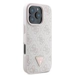 GUESS futerał do IPHONE 16 Pro GUHCP16LP4TDPP (PU Leather 4G Triangle Strass) różowy