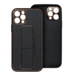 Futera LEATHER Case Kickstand do IPHONE 15 PLUS czarny