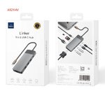 WiWU - HUB A921HV 9w1 USB3.0x2+USB2.0x1+SD/TF(3.0)+PD (100W)+USB-C(3.0)+HDMI(4K30HZ)+VGA1080P)