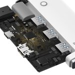 BASEUS HUB adapter przejściówka 5w1 Typ C do HDMI / 3xUSB 3.0 / PD biały WKQX040002
