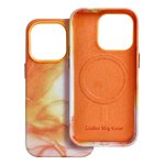 Leather Mag Cover kompatybilne z MagSafe do IPHONE 14 PRO orange splash