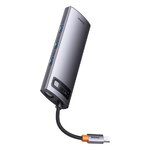 BASEUS HUB adapter przejściówka 7w1 Typ C na 3x USB3.0 / PD / 2x HDMI / RJ45 szary WKWG040113/BS-OH044