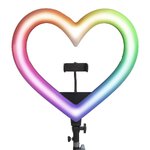 Lampa LED Ring / Heart Stream RGB pierścieniowa 12 cali FULL COLOR z uchwytem na telefon + statyw JM33-13