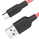 HOCO kabel USB - Micro Plus Silicone X21 1 metr czarno-czerwony.