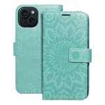 Kabura MEZZO Book do IPHONE 15 mandala zielony