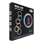 Lampa LED Ring Stream RGB pierścieniowa 12 cali FULL COLOR z uchwytem na telefon + statyw
