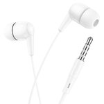 HOCO zestaw słuchawkowy / słuchawki dokanałowe jack 3,5mm z mikrofonem M97 białe