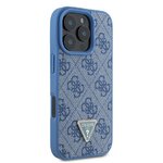 GUESS futerał do IPHONE 16 Pro GUHCP16LP4TDPB (PU Leather 4G Triangle Strass) niebieski